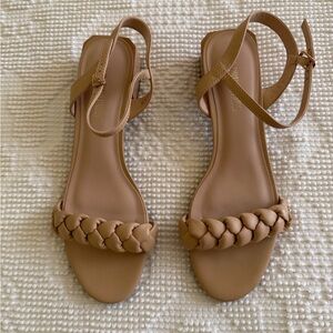 Dream Pairs Braided Strap Tan Ankle-Sling Sandals